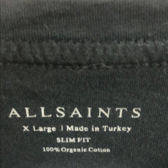 All Saints Black Short Sleeve Tee Classic Cotton Crew - Picture 2 of 9